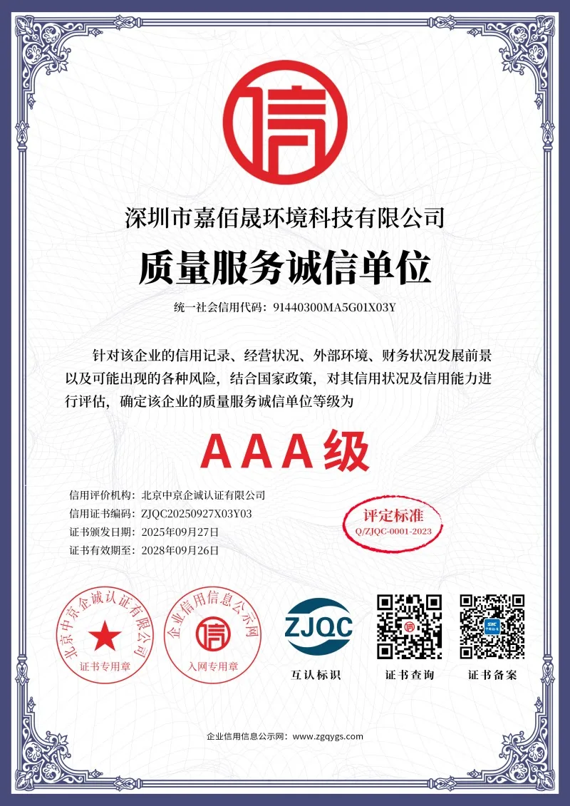 质量服务诚信单位AAA